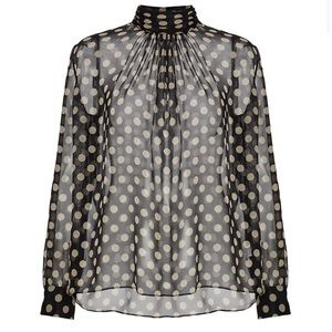 Nili Lotan Silk Polka Dot Blouse